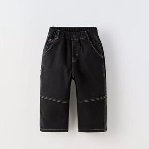 Zara Kids Topstich Cargo Pants - 18/24m - black